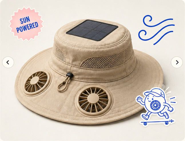 Solbrim Air Hat with solar panel and twin brim fans